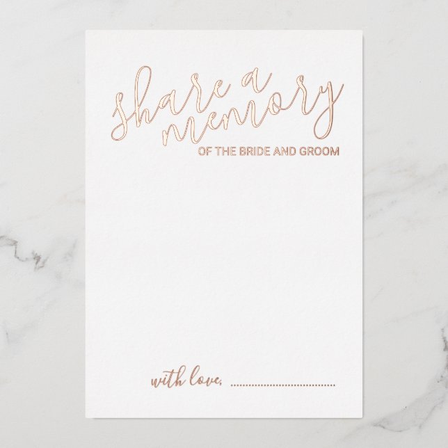 'Share a Memory' Modern Script Wedding Rose Gold (Front)