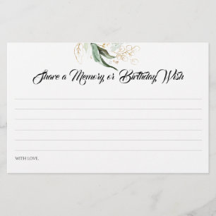 Share a Memory or Birthday Wish Birthday Game Card