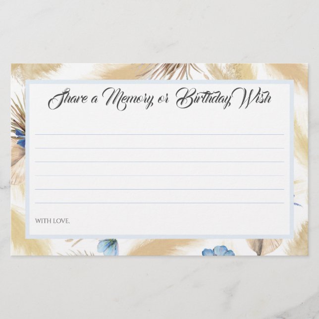 Share a Memory or Birthday Wish Birthday Game Card (Front)