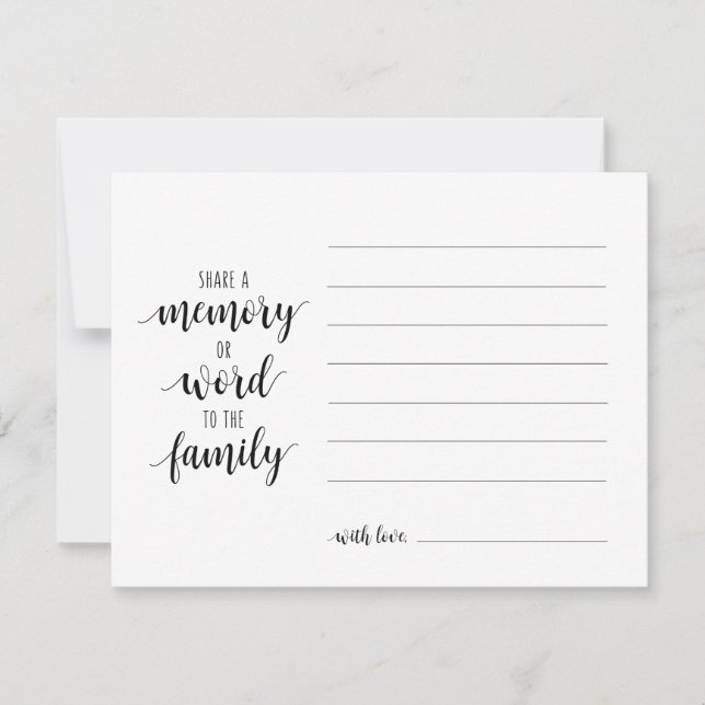 Share A Memory or Word To The Family Card (Front)