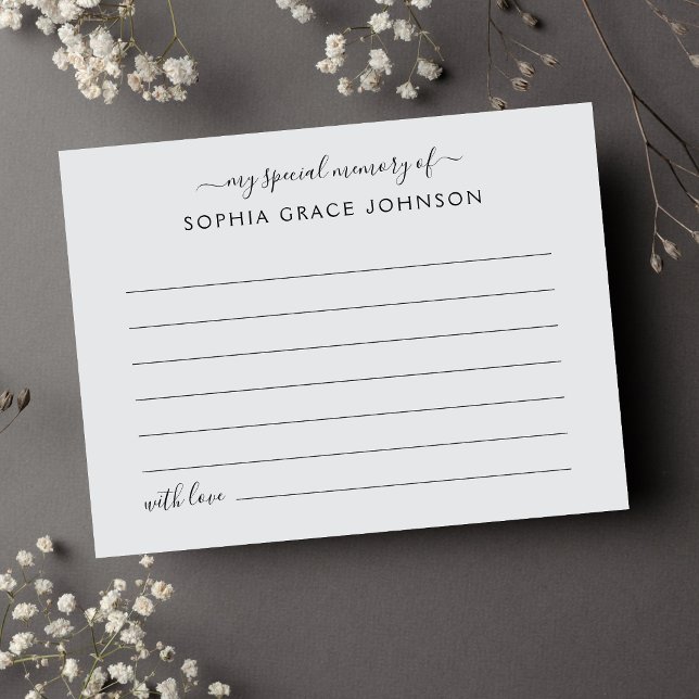Share A Memory Simple Funeral Postcard (Gray Share a Memory Card)
