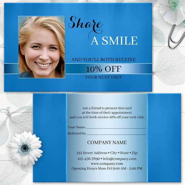 Share A Smile Blue Referral Business Card (Creator Uploaded)