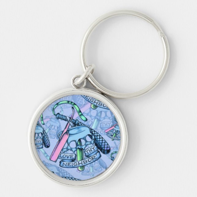 Share, and love your neighbours artwork. key ring (Front)