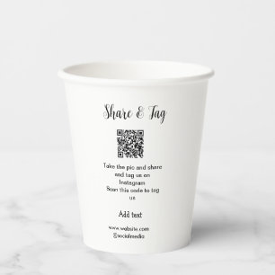 Share and tag on Instagram scan QR add website Paper Cups