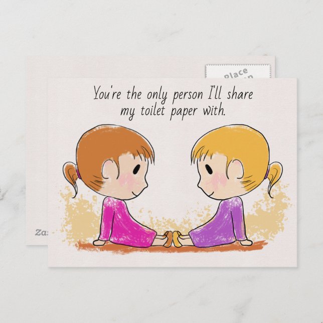 Share My Toilet Paper Cute Funny Postcard (Front/Back)