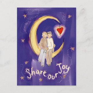Share Our Joy Grooms on Moon Postcard