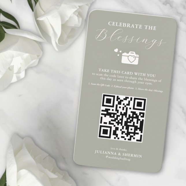 Share The Blessings Photo Sharing Card (Photo Sharing QR Code Wedding Day Card)