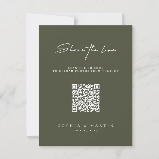 Share The Love Dark Green Wedding Enclosure Card (Front)
