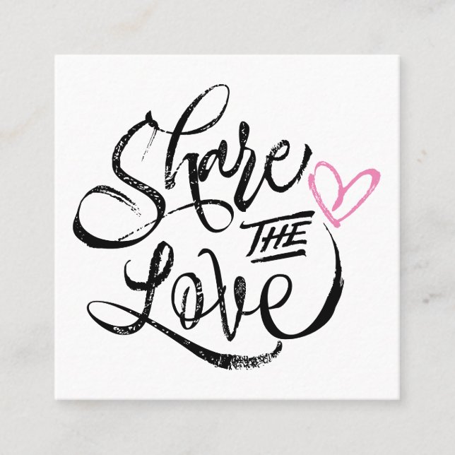 Share the love handmade rustic script typography referral card (Front)