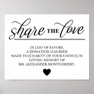 Share the Love Lieu of Favours Wedding Poster