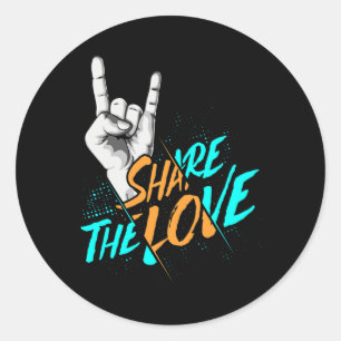 Share The Love Men Women Kids Boys Girls ASL Gift  Classic Round Sticker