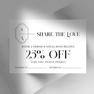Share the Love Minimal Custom Monogram Crest Referral Card