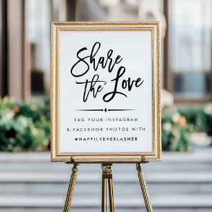 Share the Love   Modern Wedding Hashtag Poster