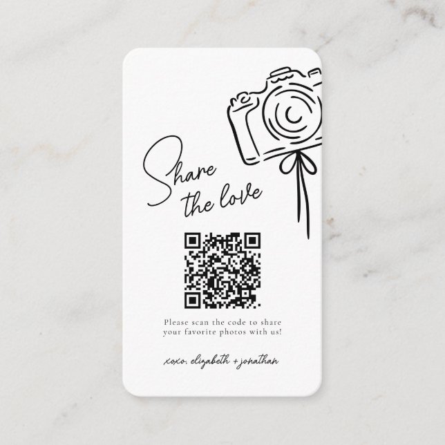 Share The Love Photo Share QR Code Wedding Rounded Enclosure Card (Front)
