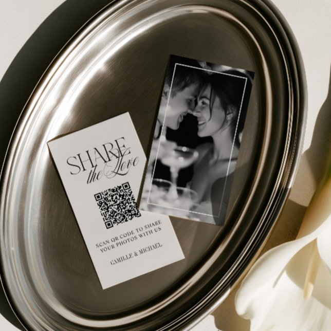 Share the Love QR Code Elegant Wedding Photo Enclosure Card (Share the Love QR Code Elegant Wedding Photo Enclosure Card)