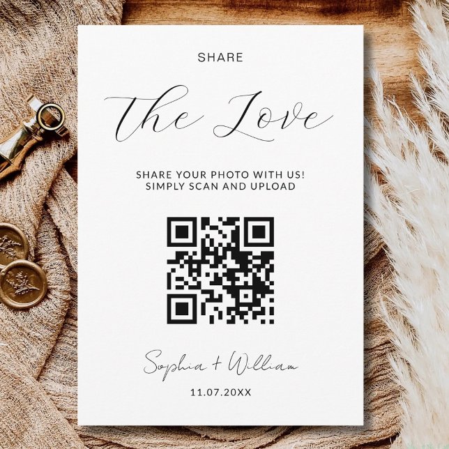 Share The Love QR Code Scannable Photo Wedding Holiday Card (Creator Uploaded)