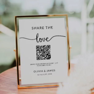 Share The Love QR Code Sign, Wedding Photo Sign Invitation