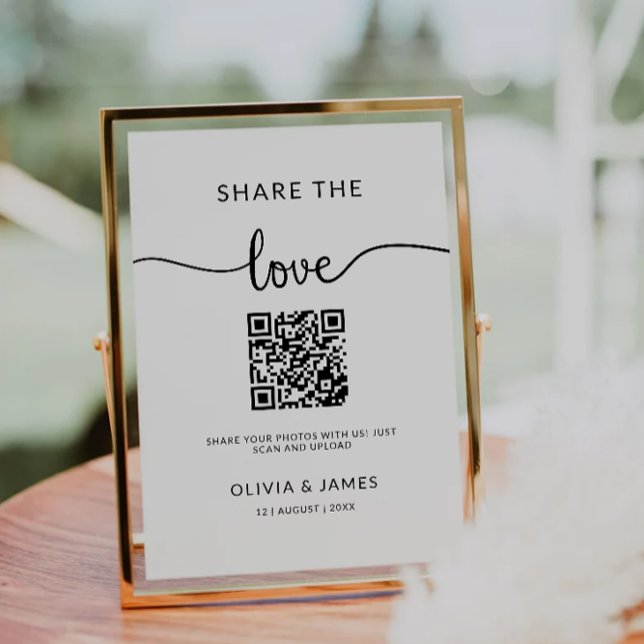 Share The Love QR Code Sign, Wedding Photo Sign Invitation (Share The Love QR Code Sign, Wedding Photo Sign Invitation)