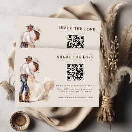 Share the Love Rustic Western Wedding QR Code Enclosure Card
