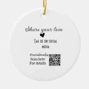 Share the love scan QR code add social details Ceramic Tree Decoration