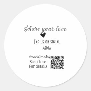 Share the love scan QR code add social details Classic Round Sticker