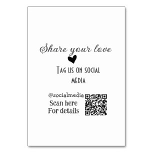Share the love scan QR code add social details Table Number