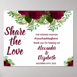 Share the Love Social Media Wedding RedFlower sign