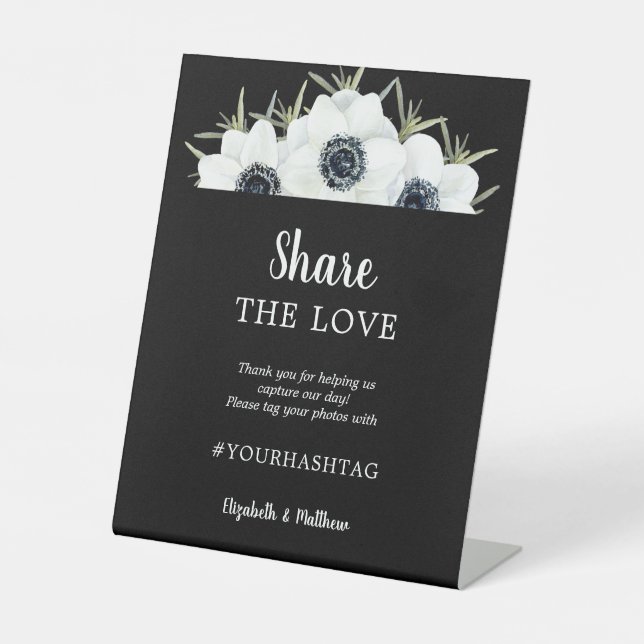 Share the Love Wedding Hashtag Pedestal Sign (Front)