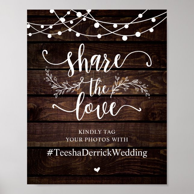 Share The Love, Wedding Hashtag Signage Poster (Front)