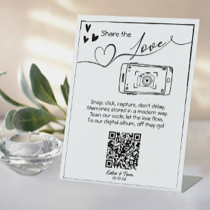 Share the Love Wedding Photo QR Code Poster Pedestal Sign