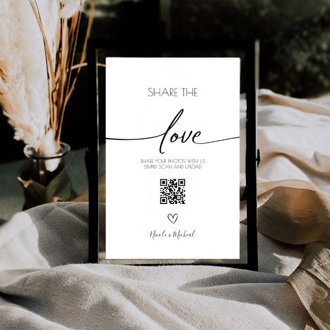 Share the love Wedding Photo Share QR code  Pedestal Sign (Creator Uploaded)