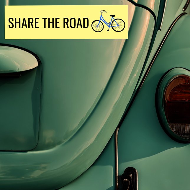 SHARE THE ROAD Cute Blue Bicycle Cyclist  Bumper Sticker (SHARE THE ROAD Cute Blue Bicycle Cyclist Bumper Sticker
)