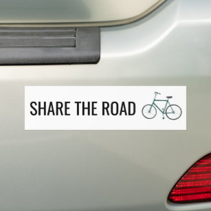 SHARE THE ROAD Cute Green Bicycle Cyclist Safety Bumper Sticker