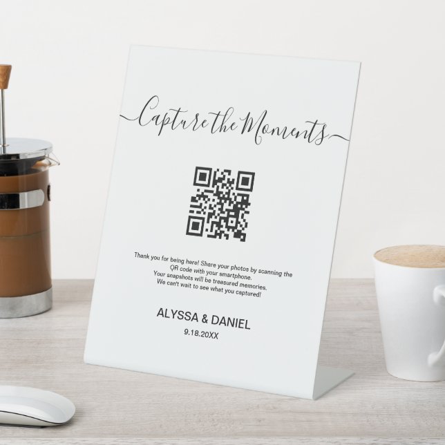 Share Wedding Photo Moments QR code Customisable Pedestal Sign (In SItu)