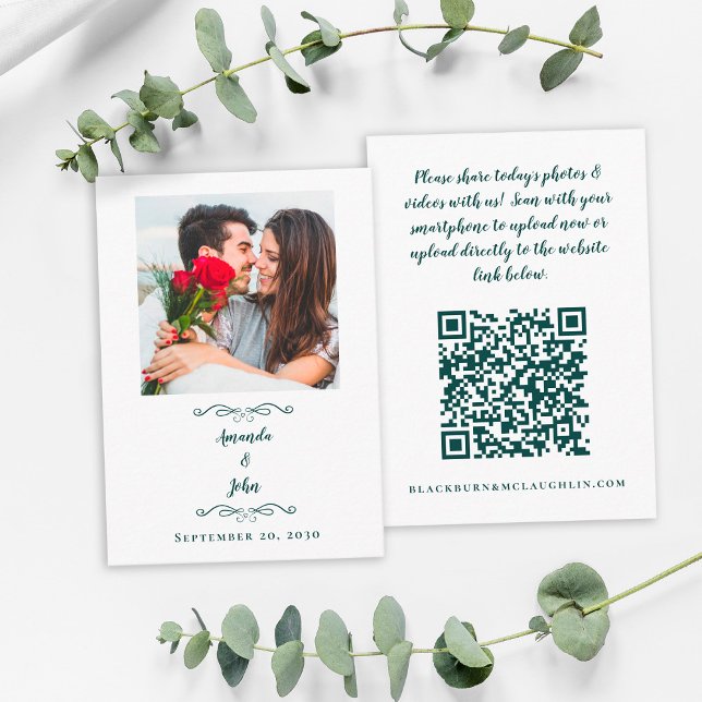 Share Wedding Photos Scan QR Code Template Green (Creator Uploaded)