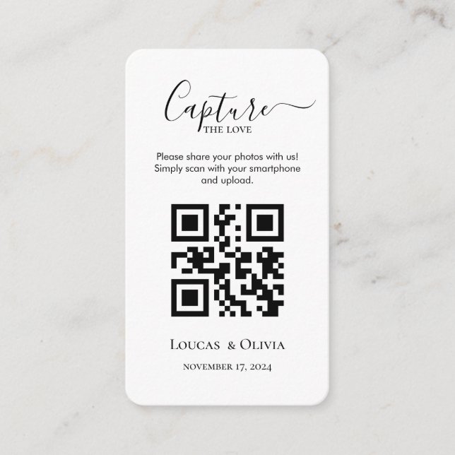 Share Wedding Photos With QR Code Enclosure Card (Front)