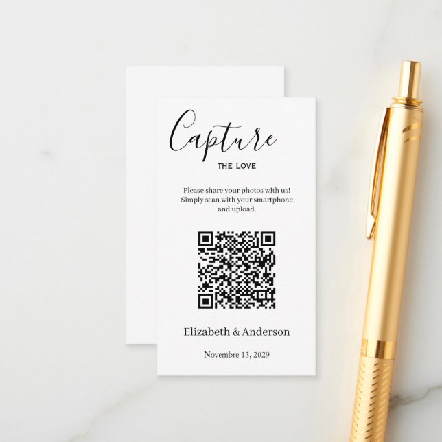 Share Wedding Photos With QR Code  Enclosure Card (Front/Back In Situ)