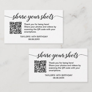 Share Your Photos QR Code Birthday Party small Enclosure Card