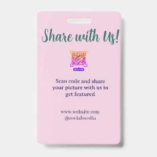Share your picture scan QR code add website email ID Badge
