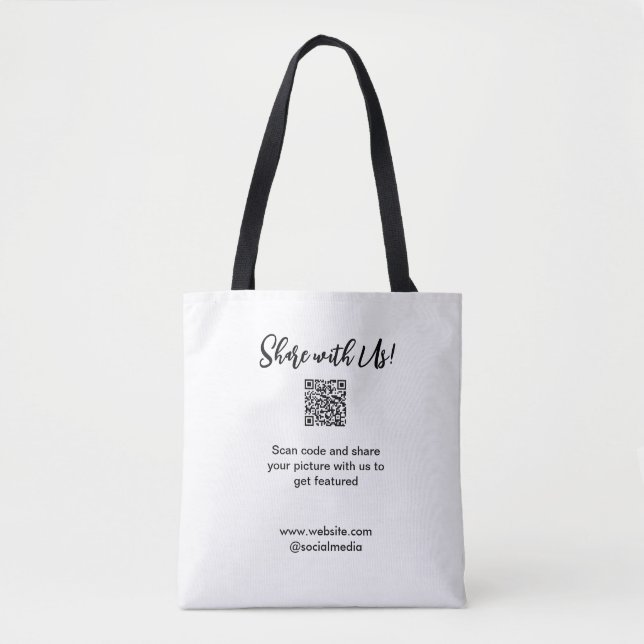Share your picture scan QR code add website email  Tote Bag (Front)