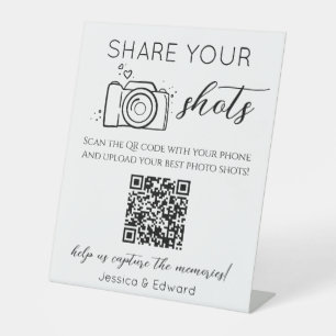 Share Your Shots Memorable Qr Code Black Wedding Pedestal Sign