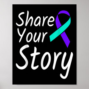 Share Your Story Suicide Prevention Ribbon Awarene Poster