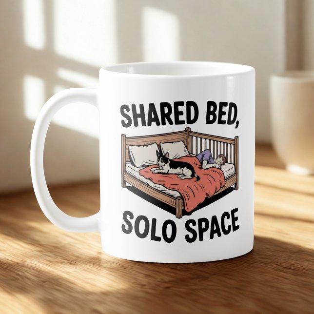 Shared Bed, Solo Space | Dog & Cat Humor Coffee Mug (Creator Uploaded)