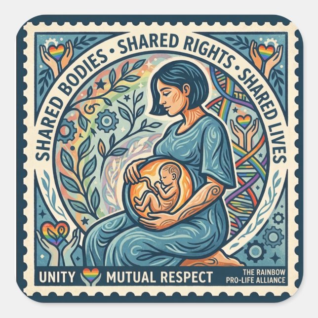 Shared Bodies. Shared Rights. Shared Lives. Square Sticker (Front)