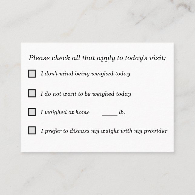 Shared Decision Making for Weigh-Ins Business Card (Back)