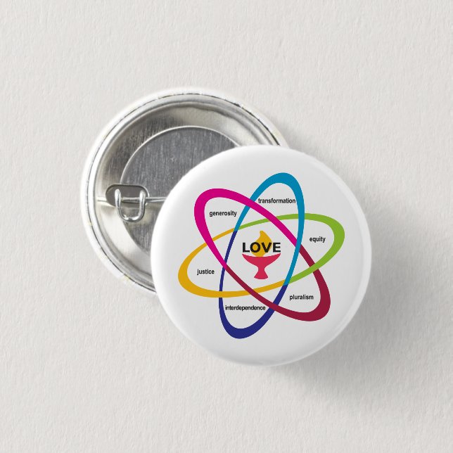 Shared Values Atom - Unitarian Universalist Associ 3 Cm Round Badge (Front & Back)