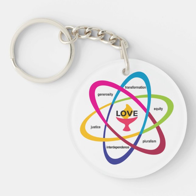 Shared Values Atom - Unitarian Universalist Associ Key Ring (Front)