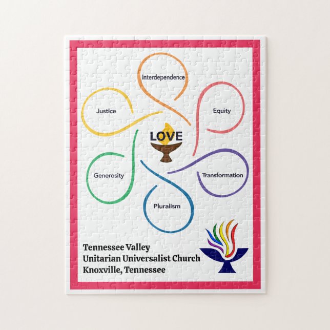 Shared Values Flower - Unitarian Universalist Flow Jigsaw Puzzle (Vertical)