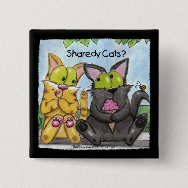 Sharedy Cats -Silly and Tig 15 Cm Square Badge (Front)