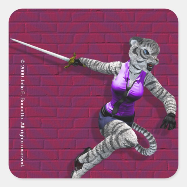 Sharging Tigress Square Sticker (Front)